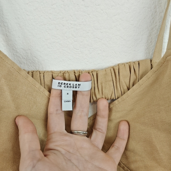 Derek Lam 10 Crosby Linen Gianna Wrap Bustier Tan Crop Top Size 8 Women's - Picture 12 of 15